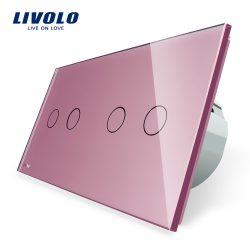   LIVOLO - ДВА ДВОЙНИ КЛЮЧА В ЕДИН КРИСТАЛЕН ПАНЕЛ - РОЗОВ VL-C7-C2/C2-17+2 X C702