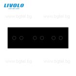 LIVOLO КРИСТАЛЕН ПАНЕЛ ЗА ТРИ ДВОЙНИ СЕНЗОРНИ КЛЮЧА 2+2+2 - ЧЕРЕН - VL-C7-C2/C2/C2-12