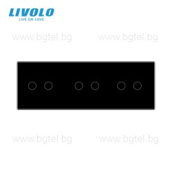   LIVOLO КРИСТАЛЕН ПАНЕЛ ЗА ТРИ ДВОЙНИ СЕНЗОРНИ КЛЮЧА 2+2+2 - ЧЕРЕН - VL-C7-C2/C2/C2-12