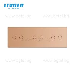   LIVOLO КРИСТАЛЕН ПАНЕЛ ЗА ТРИ ДВОЙНИ СЕНЗОРНИ КЛЮЧА 2+2+2 - ЗЛАТЕН - VL-C7-C2/C2/C2-13