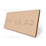 LIVOLO КРИСТАЛЕН ПАНЕЛ ЗА ТРИ ДВОЙНИ СЕНЗОРНИ КЛЮЧА 2+2+2 - ЗЛАТЕН - VL-C7-C2/C2/C2-13