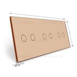 LIVOLO КРИСТАЛЕН ПАНЕЛ ЗА ТРИ ДВОЙНИ СЕНЗОРНИ КЛЮЧА 2+2+2 - ЗЛАТЕН - VL-C7-C2/C2/C2-13