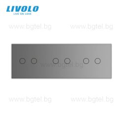   LIVOLO КРИСТАЛЕН ПАНЕЛ ЗА ТРИ ДВОЙНИ СЕНЗОРНИ КЛЮЧА 2+2+2 -СИВ - VL-C7-C2/C2/C2-15