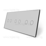 LIVOLO КРИСТАЛЕН ПАНЕЛ ЗА ТРИ ДВОЙНИ СЕНЗОРНИ КЛЮЧА 2+2+2 -СИВ - VL-C7-C2/C2/C2-15