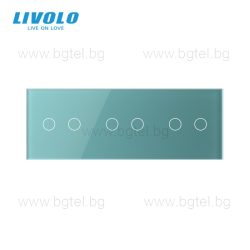   LIVOLO КРИСТАЛЕН ПАНЕЛ ЗА ТРИ ДВОЙНИ СЕНЗОРНИ КЛЮЧА 2+2+2 - ЗЕЛЕН - VL-C7-C2/C2/C2-18