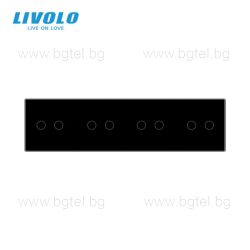  LIVOLO КРИСТАЛЕН ПАНЕЛ ЗА ЧЕТИРИ ДВОЙНИ СЕНЗОРНИ КЛЮЧА 2+2+2+2 - ЧЕРЕН - VL-C7-C2/C2/C2/C2-12