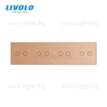 LIVOLO КРИСТАЛЕН ПАНЕЛ ЗА ЧЕТИРИ ДВОЙНИ СЕНЗОРНИ КЛЮЧА 2+2+2+2 - ЗЛАТЕН - VL-C7-C2/C2/C2/C2-13