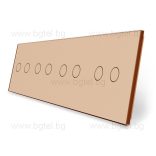 LIVOLO КРИСТАЛЕН ПАНЕЛ ЗА ЧЕТИРИ ДВОЙНИ СЕНЗОРНИ КЛЮЧА 2+2+2+2 - ЗЛАТЕН - VL-C7-C2/C2/C2/C2-13