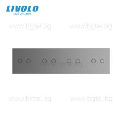  LIVOLO КРИСТАЛЕН ПАНЕЛ ЗА ЧЕТИРИ ДВОЙНИ СЕНЗОРНИ КЛЮЧА 2+2+2+2 - СИВ - VL-C7-C2/C2/C2/C2-15