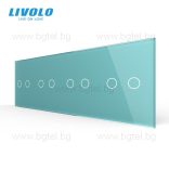 LIVOLO КРИСТАЛЕН ПАНЕЛ ЗА ЧЕТИРИ ДВОЙНИ СЕНЗОРНИ КЛЮЧА 2+2+2+2 - ЗЕЛЕН - VL-C7-C2/C2/C2/C2-18
