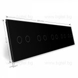 LIVOLO КРИСТАЛЕН ПАНЕЛ ЗА ПЕТ ДВОЙНИ СЕНЗОРНИ КЛЮЧА 2+2+2+2+2 - ЧЕРЕН - VL-C7-C2/C2/C2/C2/C2-12