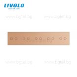 LIVOLO КРИСТАЛЕН ПАНЕЛ ЗА ПЕТ ДВОЙНИ СЕНЗОРНИ КЛЮЧА 2+2+2+2+2 - ЗЛАТЕН - VL-C7-C2/C2/C2/C2/C2-13