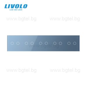 LIVOLO КРИСТАЛЕН ПАНЕЛ ЗА ПЕТ ДВОЙНИ СЕНЗОРНИ КЛЮЧА 2+2+2+2+2 - СИН - VL-C7-C2/C2/C2/C2/C2-19