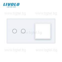   ДВОЙНА КРИСТАЛНА РАМКА ЗА ДВОЕН СЕНЗОРЕН КЛЮЧ И МЕХАНИЗЪМ LIVOLO - БЯЛА - VL-C7-C2/SR-11