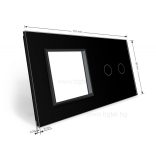 ДВОЙНА КРИСТАЛНА РАМКА ЗА ДВОЕН СЕНЗОРЕН КЛЮЧ И МЕХАНИЗЪМ LIVOLO - ЧЕРНА - VL-C7-C2/SR-12