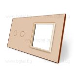 ДВОЙНА КРИСТАЛНА РАМКА ЗА ДВОЕН СЕНЗОРЕН КЛЮЧ И МЕХАНИЗЪМ LIVOLO - ЗЛАТНА - VL-C7-C2/SR-13