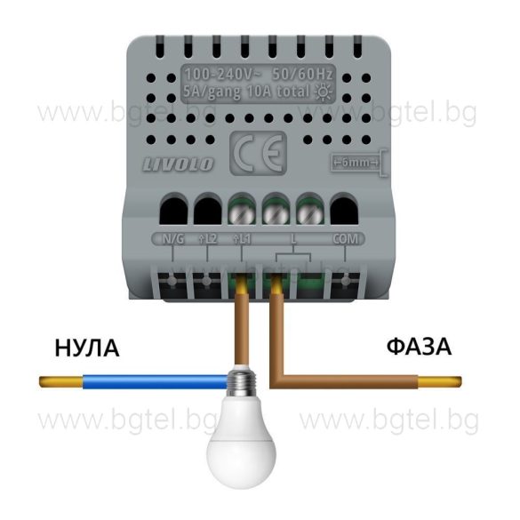 СЕНЗОРЕН МЕХАНИЗЪМ ЗА ЕДИНИЧЕН КЛЮЧ ДИМЕР LIVOLO EC ZIGBEE VL-C7-C701D1Z2_VL-FC1D1Z2-2GSTL