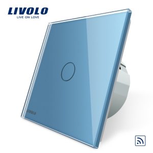 LIVOLO ЕДИНИЧЕН СЕНЗОРЕН КЛЮЧ БУТОН СЪС СУХ КОНТАКТ И КРИСТАЛЕН ПАНЕЛ СИН - VL-C7-C701IH+C1-19