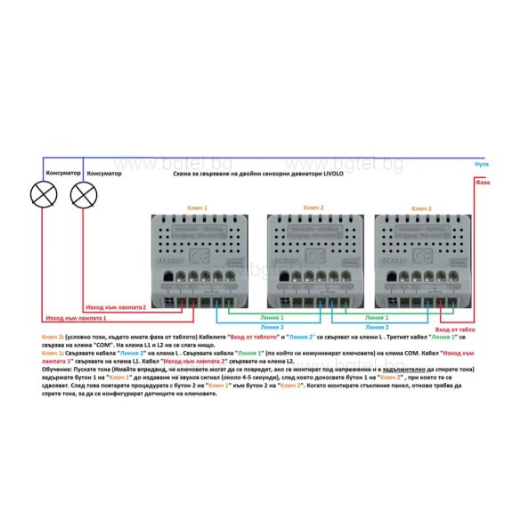 Сензорен механизъм за двоен девиаторен ключ LIVOLO VL-C7-C702S/VL-FC2S-2GSVM