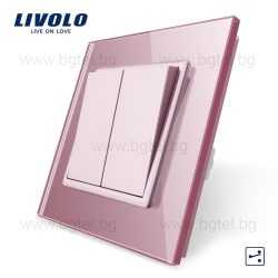   МЕХАНИЧЕН СЕРИЕН / ДЕВИАТОРЕН КЛЮЧ С КРИСТАЛНА РАМКА LIVOLO СХ.5 РОЗОВ - VL-C7-K2S-17+SR-17