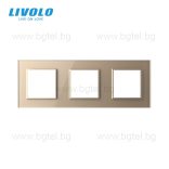 КРИСТАЛНА РАМКА ЗА ТРИ МЕХАНИЗМА LIVOLO - ЗЛАТНА - VL-C7-SR/SR/SR-13