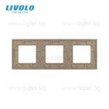 КРИСТАЛНА РАМКА ЗА ТРИ МЕХАНИЗМА LIVOLO - ЗЛАТНА - VL-C7-SR/SR/SR-13