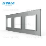 КРИСТАЛНА РАМКА ЗА ТРИ МЕХАНИЗМА LIVOLO - СИВА - VL-C7-SR/SR/SR-15