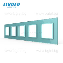   КРИСТАЛНА РАМКА ЗА ПЕТ МЕХАНИЗМА LIVOLO - ЗЕЛЕНА - VL-C7-SR/SR/SR/SR/SR-18