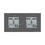 LIVOLO - ДВОЕН КОНТАКТ СЪС СТЪКЛЕНА РАМКА - РОЗОВ - VL-C7-SR/SR-17+2XC1EU-17