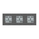 LIVOLO - ТРОЕН КОНТАКТ СЪС СТЪКЛЕНА РАМКА - СИН - VL-C7-SR/SR/SR-19+3XC7C1EU-19