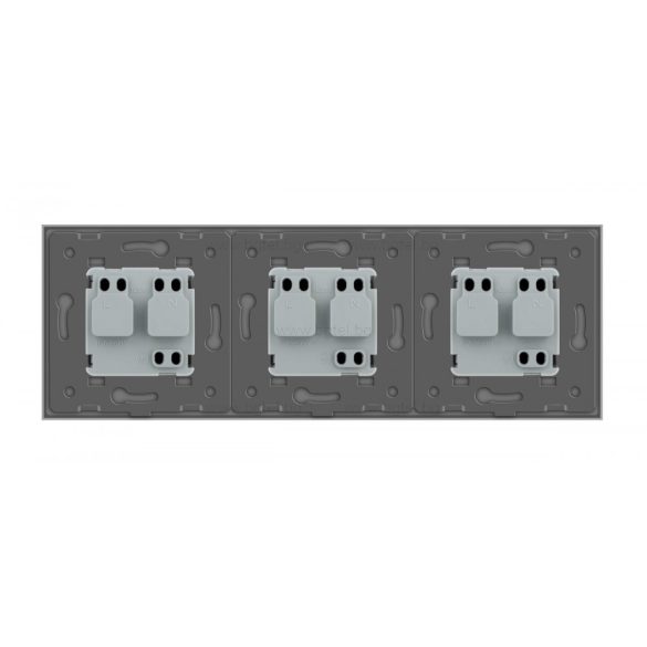LIVOLO - ТРОЕН КОНТАКТ СЪС СТЪКЛЕНА РАМКА - СИН - VL-C7-SR/SR/SR-19+3XC7C1EU-19