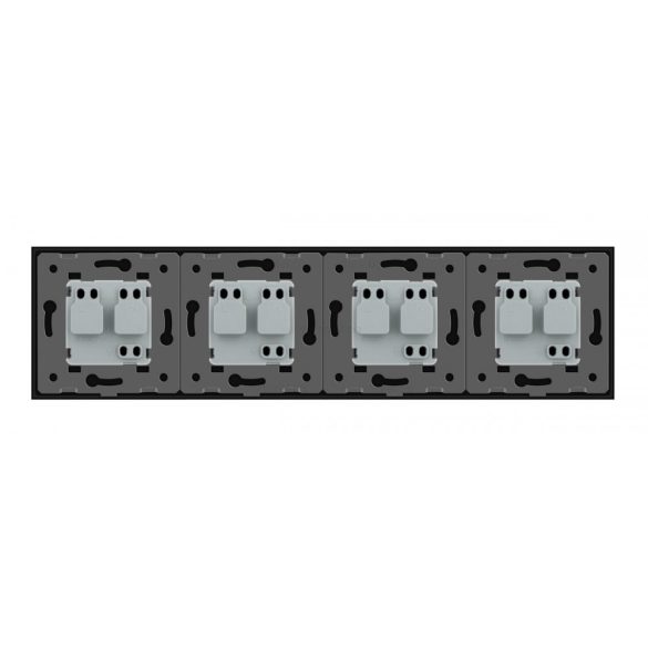 LIVOLO - ЧЕТВОРЕН КОНТАКТ СЪС СТЪКЛЕНА РАМКА - СИВ - VL-C7-SR/SR/SR/SR-15+4XC7C1EU-15