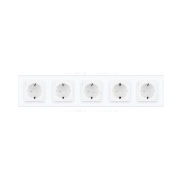 LIVOLO - ПЕТОРЕН КОНТАКТ СЪС СТЪКЛЕНА РАМКА - БЯЛ - VL-C7-SR/SR/SR/SR/SR-11+5XC7C1EU-11