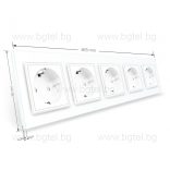 LIVOLO - ПЕТОРЕН КОНТАКТ СЪС СТЪКЛЕНА РАМКА - БЯЛ - VL-C7-SR/SR/SR/SR/SR-11+5XC7C1EU-11