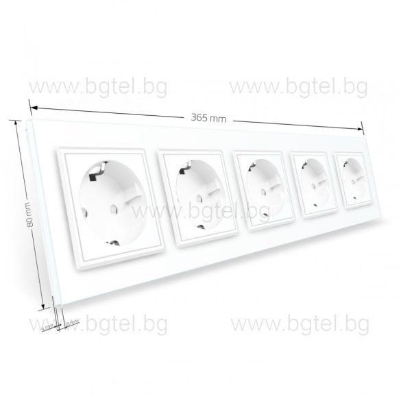 LIVOLO - ПЕТОРЕН КОНТАКТ СЪС СТЪКЛЕНА РАМКА - БЯЛ - VL-C7-SR/SR/SR/SR/SR-11+5XC7C1EU-11