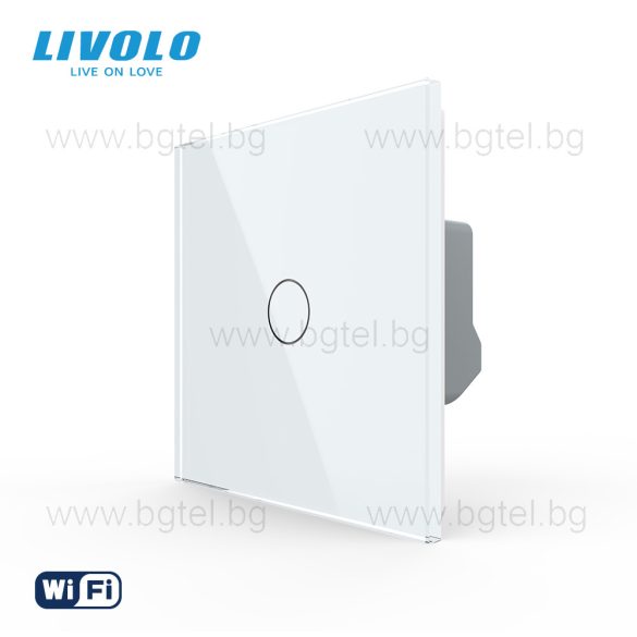 LIVOLO WIFI СЕНЗОРЕН КЛЮЧ ЕДИНИЧЕН С КРИСТАЛЕН ПАНЕЛ - VL-FC1NY-2G+C1-11 - БЯЛ