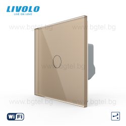   LIVOLO WIFI СЕНЗОРЕН КЛЮЧ ЕДИНИЧЕН С КРИСТАЛЕН ПАНЕЛ - VL-FC1NY-2G+C1-13 - ЗЛАТЕН