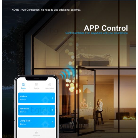 LIVOLO WIFI СЕНЗОРЕН КЛЮЧ ЕДИНИЧЕН С КРИСТАЛЕН ПАНЕЛ - VL-FC1NY-2G+C1-15 - СИВ