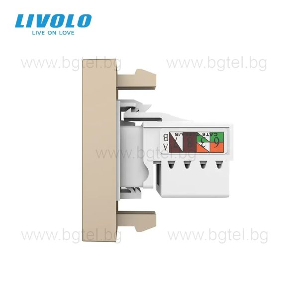 Механизъм единична компютърна розетка 1/2 - ЗЛАТИСТ - LIVOLO VL-C7-1C-13 / VL-FCCP-1AP