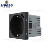 Механизъм контакт с USB Type-C LIVOLO - Черен, VL-FCTF16A.UC18W-2BP