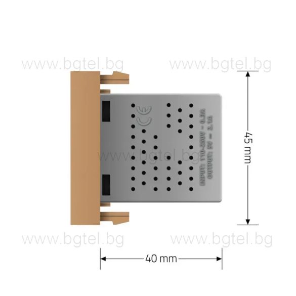 МЕХАНИЗЪМ ЕДИНИЧЕН USB МОДУЛ 1/2 - ЗЛАТИСТ - LIVOLO VL-C7-1USB-13 / VL-FCUA-1AP