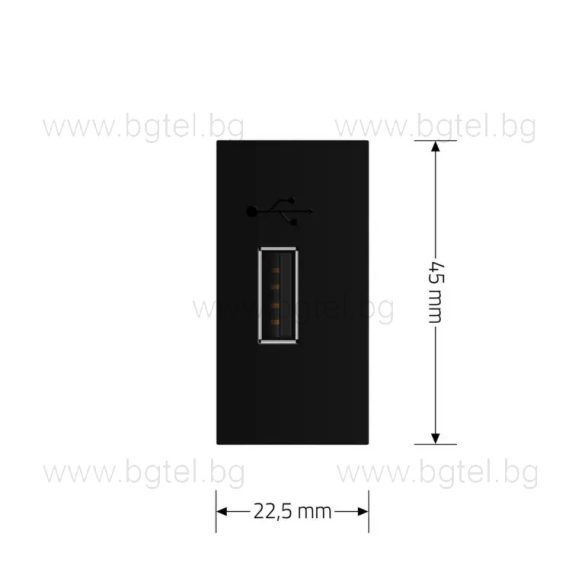 МЕХАНИЗЪМ ЕДИНИЧЕН USB МОДУЛ 1/2 - ЧЕРЕН - LIVOLO VL-C7-1USB-12 / VL-FCUA-1BP