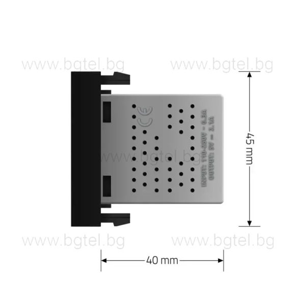 МЕХАНИЗЪМ ЕДИНИЧЕН USB МОДУЛ 1/2 - ЧЕРЕН - LIVOLO VL-C7-1USB-12 / VL-FCUA-1BP