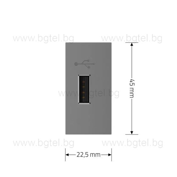 МЕХАНИЗЪМ ЕДИНИЧЕН USB МОДУЛ 1/2 - СИВ - LIVOLO VL-C7-1USB-15 / VL-FCUA-1IP