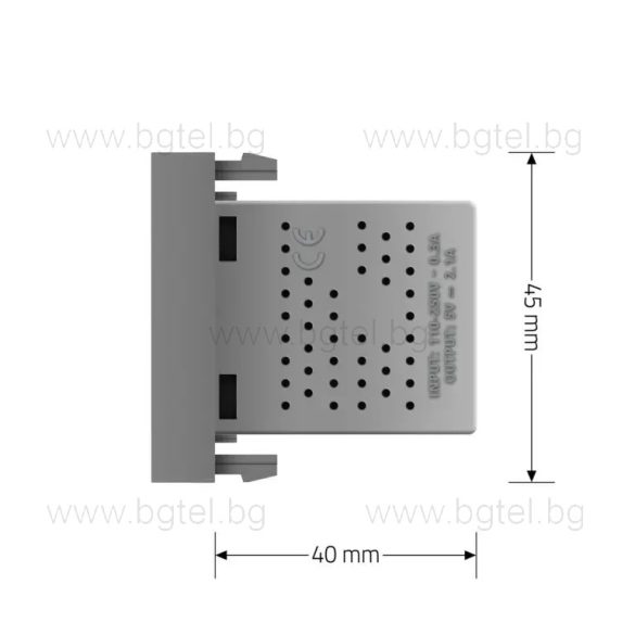 МЕХАНИЗЪМ ЕДИНИЧЕН USB МОДУЛ 1/2 - СИВ - LIVOLO VL-C7-1USB-15 / VL-FCUA-1IP