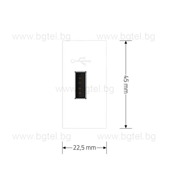 МЕХАНИЗЪМ ЕДИНИЧЕН USB МОДУЛ 1/2 - БЯЛ - LIVOLO VL-C7-1USB-11 / VL-FCUA-1WP