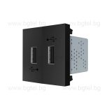 МЕХАНИЗЪМ ДВОЕН USB МОДУЛ - ЧЕРЕН - LIVOLO VL-C7-2USB-12 / VL-FCUA-2BP