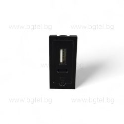   Механизъм 1/2 USB Type A+C модул 20W Черен VL-FCUA.UC-1BP LIVOLO