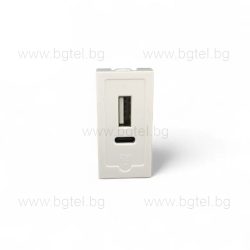   Механизъм 1/2 USB Type A+C модул 20W Бял VL-FCUA.UC-1WP LIVOLO