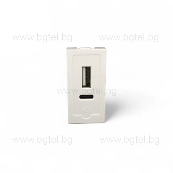 Механизъм 1/2 USB Type A+C модул 20W Бял VL-FCUA.UC-1WP LIVOLO
